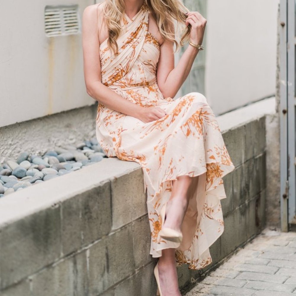 SOLD -JOIE ARNEY SILK FLORAL HALTER MIDI DRESS NWT - Picture 5 of 9